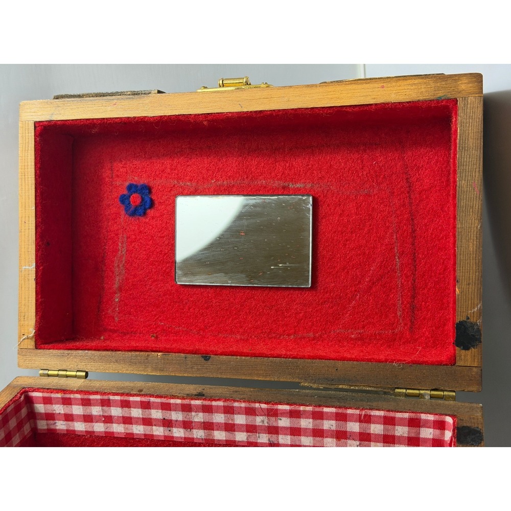 Vintage Wood Box Purse Americana Retro Folk Art Handbag - Picture 7 of 15